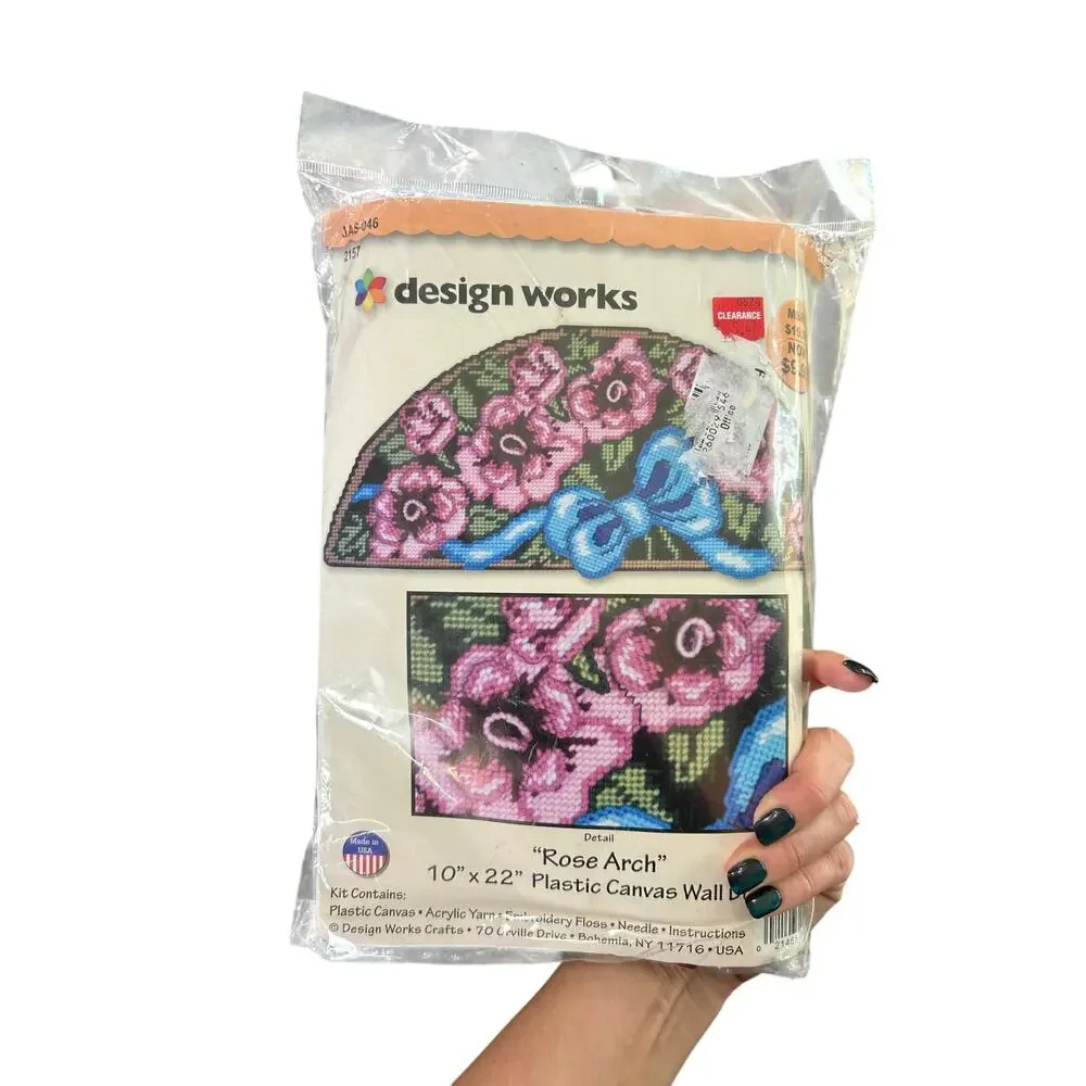 Vtg Plastic Canvas- Floral Rose Arch Design- Unopened- 10x22